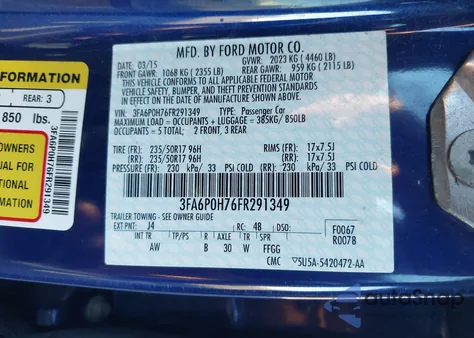 2015 Ford Fusion Se from USA, damaged, VIN 3FA6P0H76FR291349